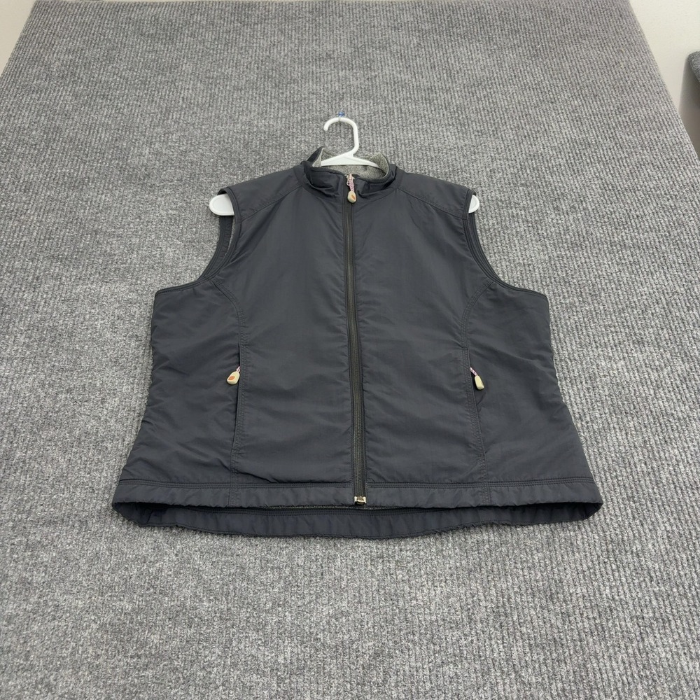 LL Bean Vest Womens L Black Nylon Fleece Lined Full Zip Outdoor Gorpcore